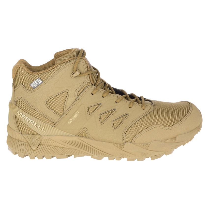 Merrell Agility Peak Mid Tactical Waterproof Sicherheitsschuhe Herren HellBraun [DE-RLAFI]